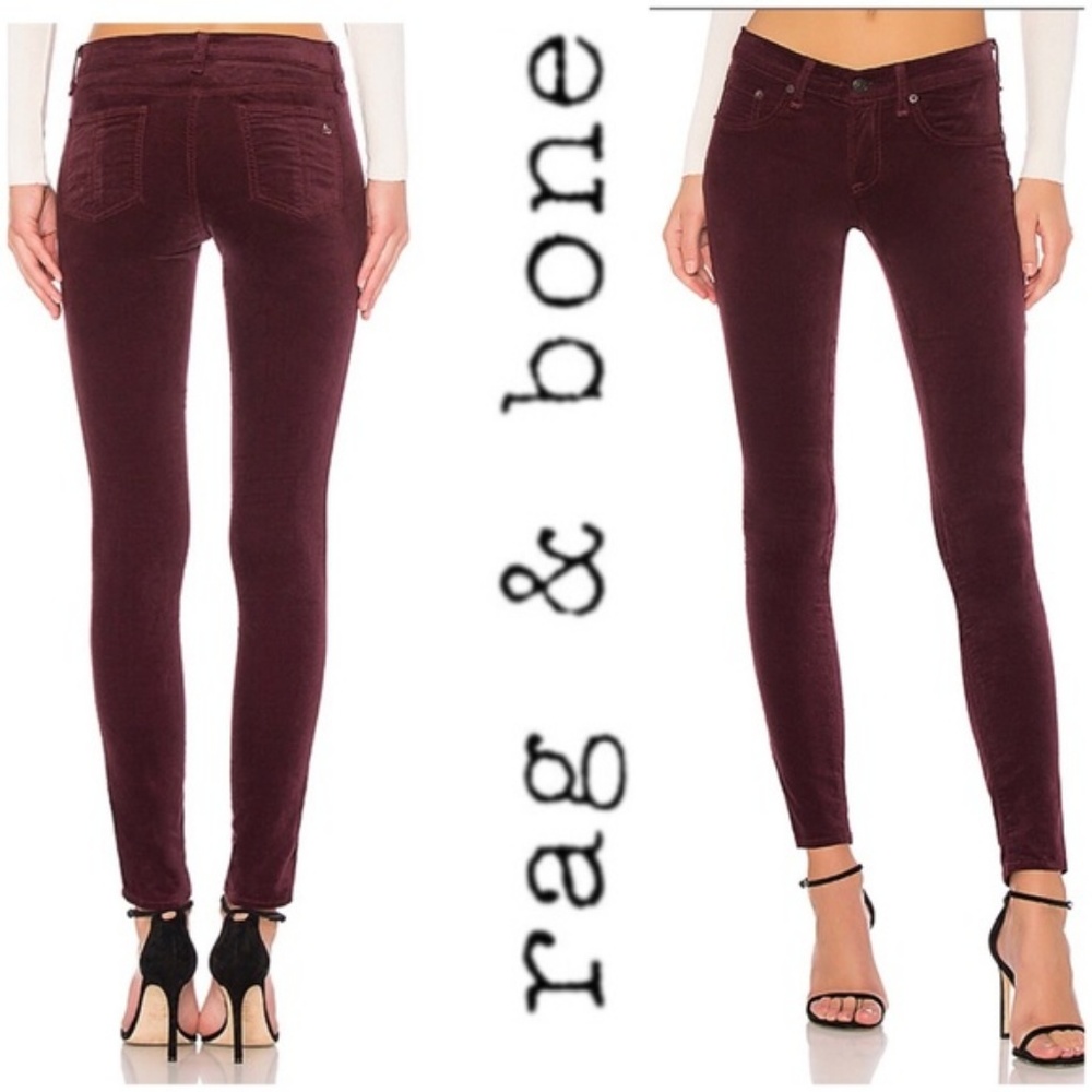 Rag & Bone High Rise Velvet Skinny Jeans, 28